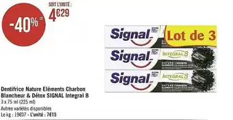 Géant Casino Dentifrice Nature éléments Charbon Blancheur & Détox Signal Intergral 8 offre