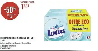 Géant Casino Mouchoirs Boîte Sensitive Lotus offre