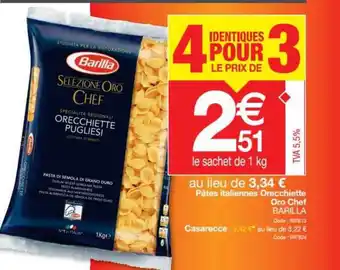 Promocash Pâtes Italiennes Orecchiette Oro Chef Barilla offre