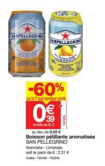 Promocash Boisson Pétillante Aromatisée San Pellegrino offre