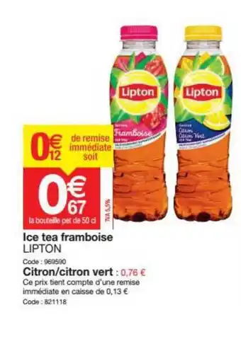 Promocash Ice Tea Framboise Lipton offre
