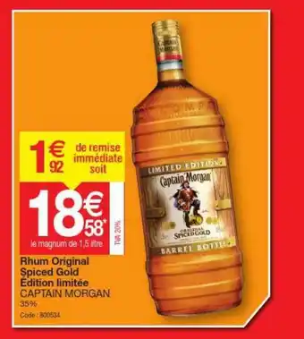 Promocash Rhum Original Spiced Gold édition Limitée Captain Morgan offre
