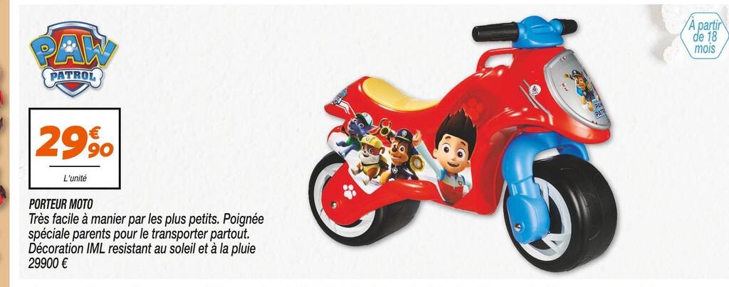 Moto porteur paw patrol on sale