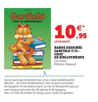 Hyper U Bande Dessinée Garfield T.72 Chat offre