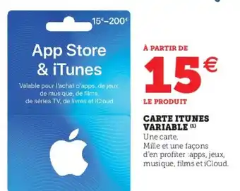Hyper U Carte Itunes Variable offre