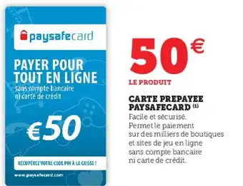 Hyper U Carte Prepayee Paysafecard offre