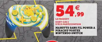 Hyper U Manette Sans Fil Power A Pikachu Vortex offre