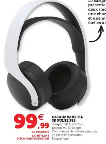 Hyper U Casque Sans Fil 3D Pulse PS5 offre