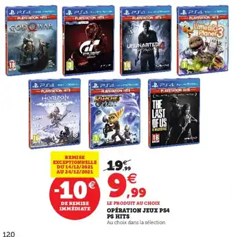 Hyper U Opération Jeux PS4 PS Hits offre