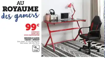 Hyper U Ensemble Gamer Chaise + Bureau offre