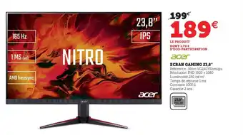 Hyper U Ecran Gaming 23,8 offre