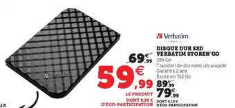 Hyper U Disque Dur SSD Verbatim Storen'Go offre