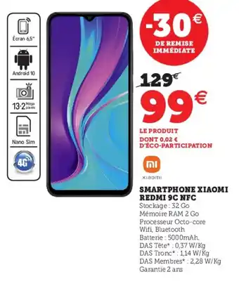Hyper U Smartphone Xiaomi Redmi 9C NFC offre