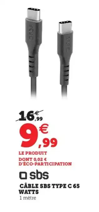 Hyper U Câble SBS Type 65 Watts offre