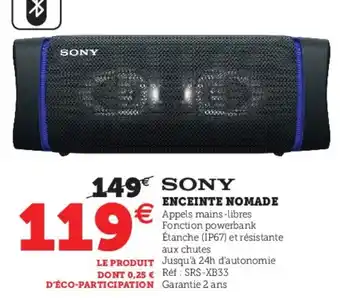 Hyper U Enceinte Nomade offre