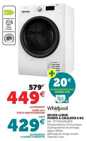 Hyper U Seche-Linge Pompe a Chaleur 8 kg offre