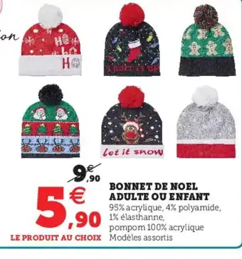 Hyper U Bonnet de Noel Adulte ou Enfant offre