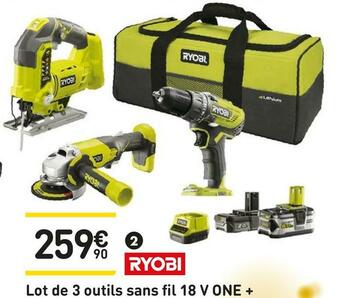 Weldom Ryaobi lot de 3 outils sans fil 18 v one + offre