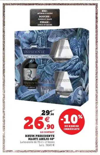 Hyper U Rhum Presidente Marti Anejo 40 offre