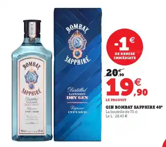 Hyper U Gin Bombay Sapphire 40 offre