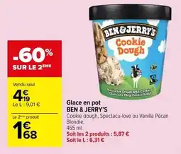 Carrefour Ben & jerry's - glace en pot offre