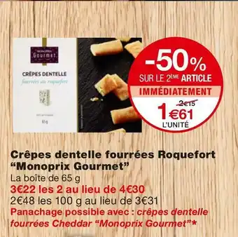 Monoprix crêpes dentelle fourrées roquefort