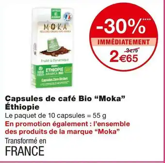 Monoprix Moka capsules de café bio éthiopie offre