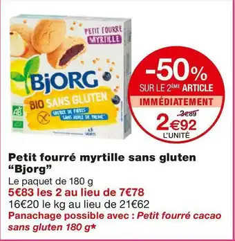 Monoprix Bjorg petit fourré myrtille sans gluten offre