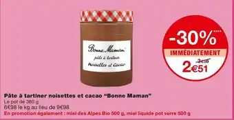 Monoprix Bonne maman pâte à tartiner noisettes et cacao offre