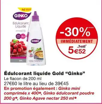 Monoprix Ginko édulcorant liquide gold offre