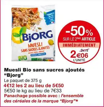 Bjorg muesli bio sans sucres ajoutés
