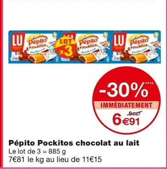 Monoprix Lu pépito pockitos chocolat au lait offre