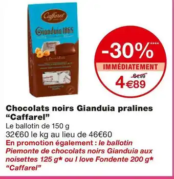 Caffarel chocolats noirs gianduia pralines