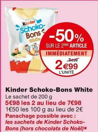 Monoprix Kinder kinder schoko-bons white offre