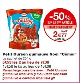 Monoprix Petit ourson guimauve noël offre