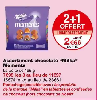 Monoprix Milka assortiment chocolaté moments offre