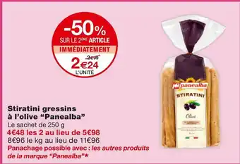 Monoprix Panealba stiratini gressins à l’olive offre