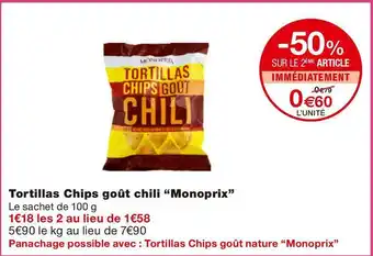 Monoprix Monoprix tortillas chips goût chili offre