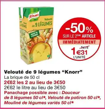Monoprix Knorr velouté de 9 légumes offre