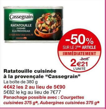 Monoprix Cassegrain ratatouille cuisinée à la provençale offre