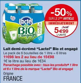Lactel lait demi-écrémé bio et engagé