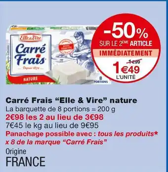 Monoprix Elle & vire carré frais nature offre