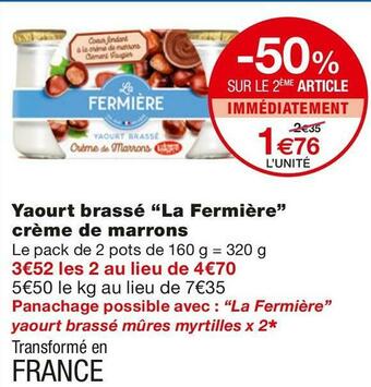 Monoprix La fermière yaourt brassé crème de marrons offre