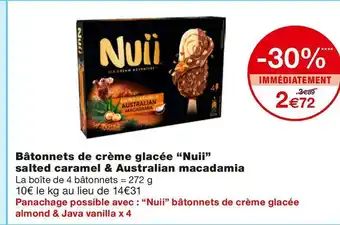 Nuii bâtonnets de crème glacée salted caramel & australian macadamia
