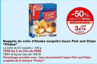 Monoprix Findus nuggets de colin d’alaska surgelés façon fish and chips offre