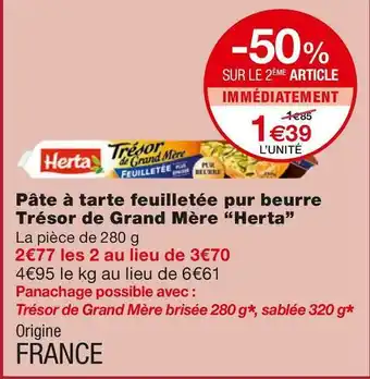 Herta pâte à tarte feuilletée pur beurre trésor de grand mère