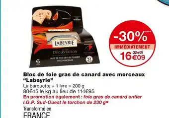 Labeyrie bloc de foie gras de canard avec morceaux