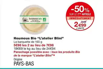 Monoprix L’atelier blini houmous bio offre
