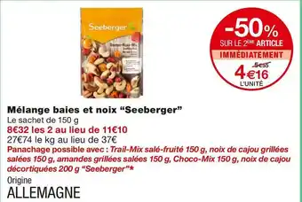 Monoprix Seeberger mélange baies et noix offre