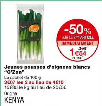 Monoprix C’zon jeunes pousses d’oignons blancs offre